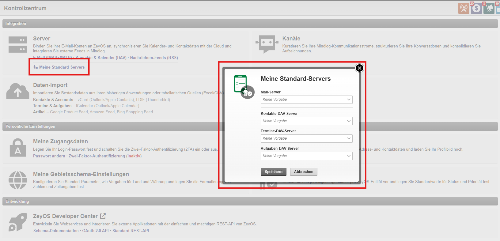 Standard server configuration form with host, port, and credential fields