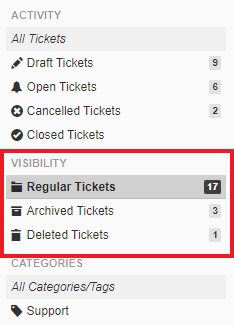 Visibility sidebar