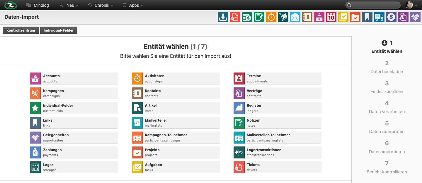Live data import wizard