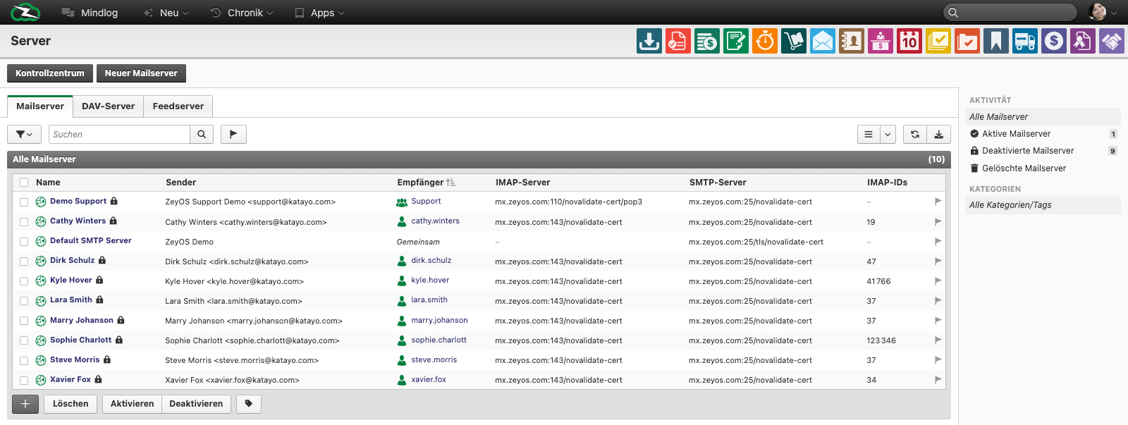Live server overview