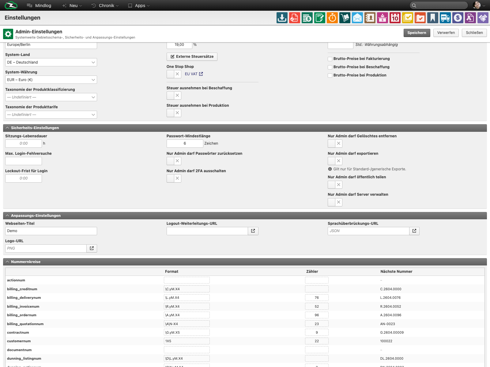 Live system settings