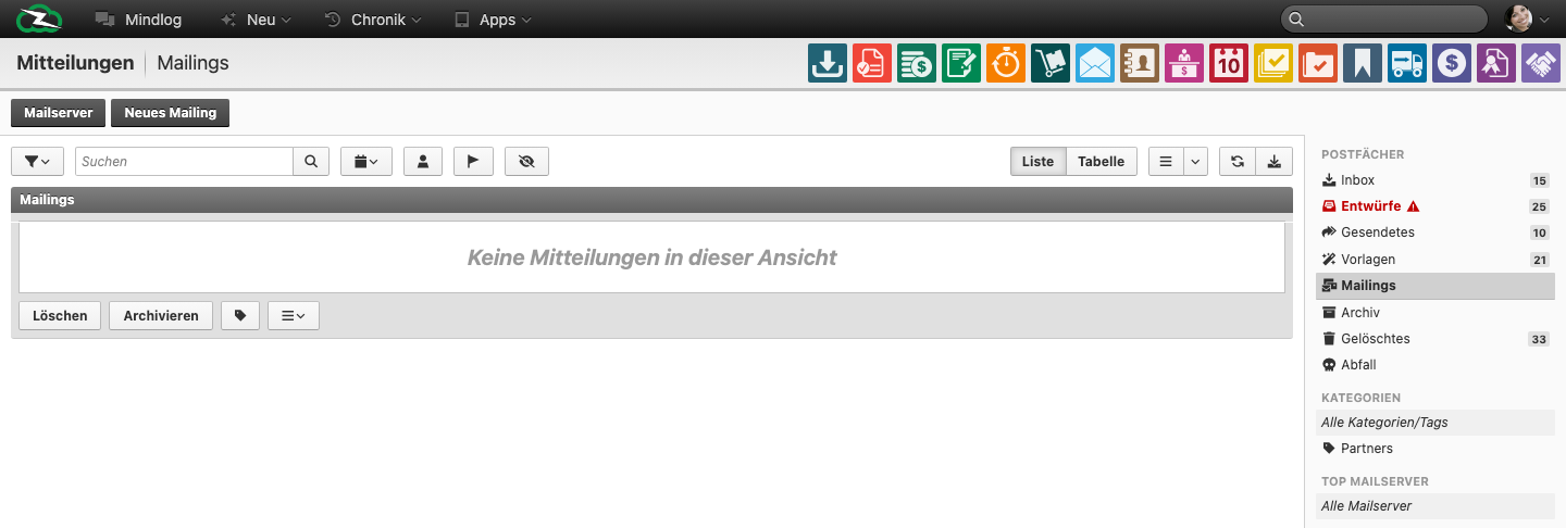 Live-Mitteilungsübersicht